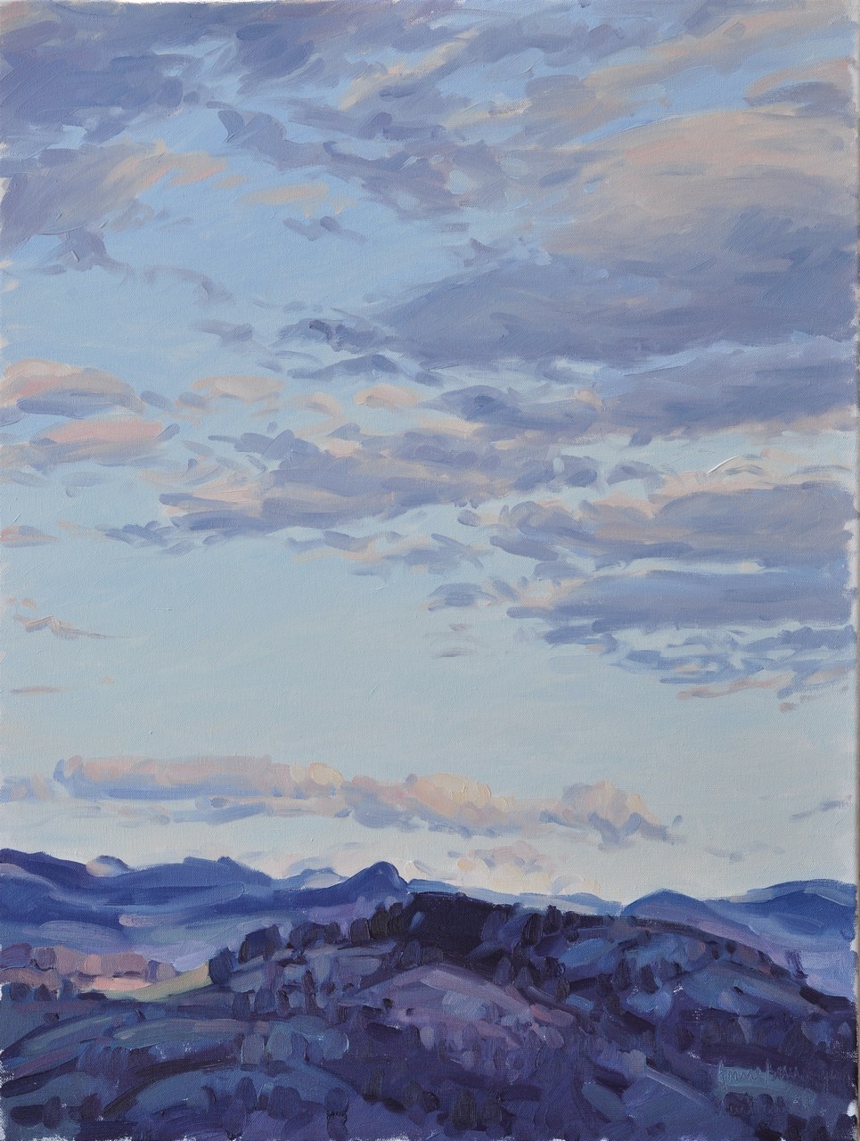 huit avril, Les Roches de Mariol, ombre du soir, huile sur toile, 80x60cm, 2014