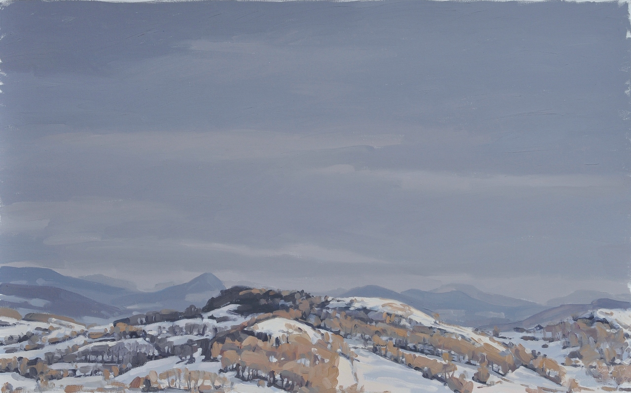 vingt-neuf décembre, neiges sur les Roches de Mariol, huile sur toile, 81x130cm, 2014