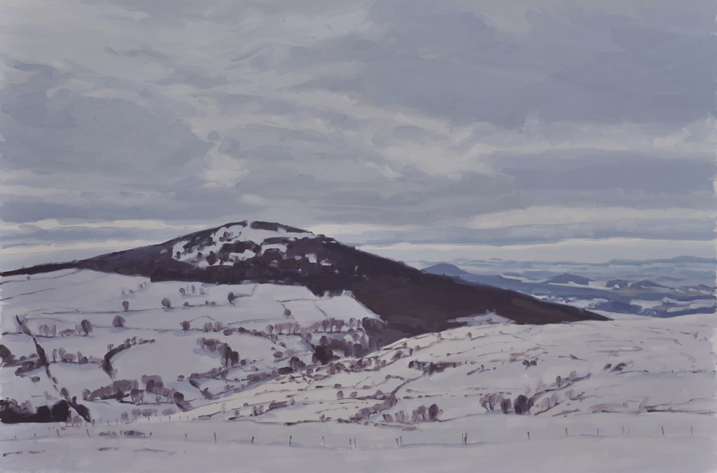 neuf février, Massif du Mézenc sous la neige, huile sur toile, 106x160cm, 2015