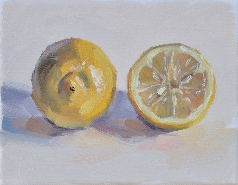 Citrons, huile sur toile, 18x14cm, 2016,  collection privée UK