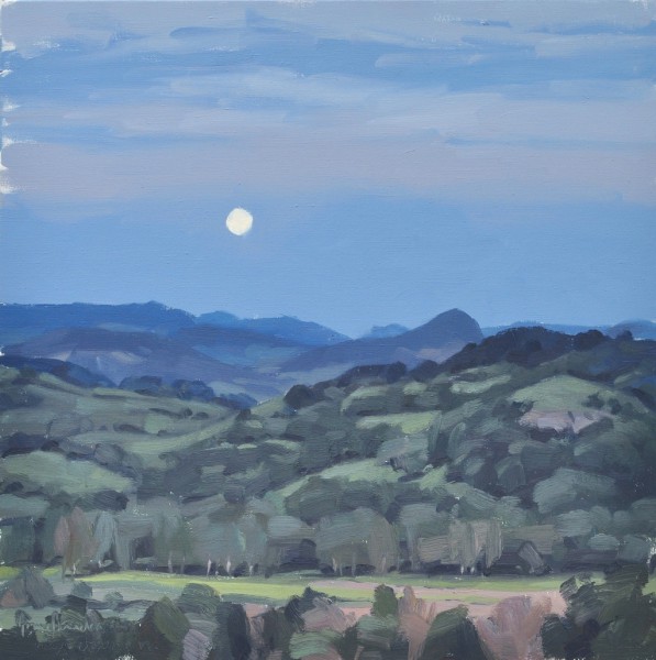 vingt et un mai, Roches de Mariol, lune, huile sur toile, 60x60cm, 2016