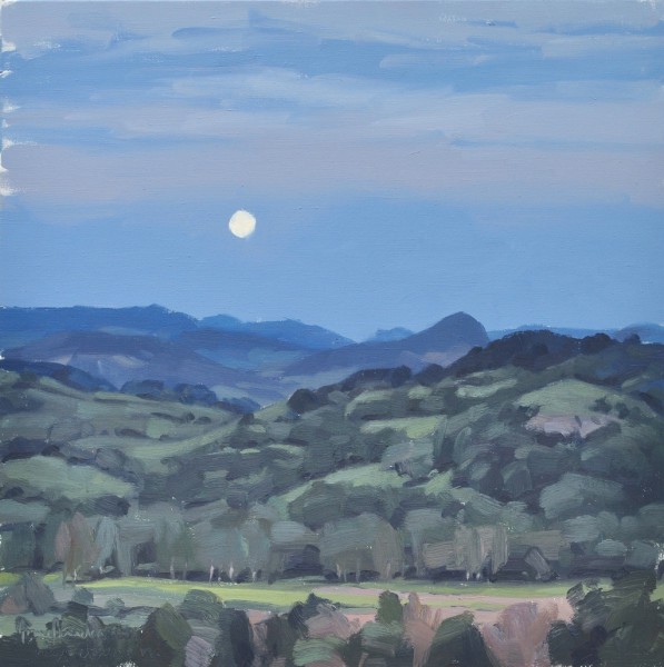 Vingt et un mai, Roches de Mariol, lune, huile sur toile, 60 x 60 cm, 2016