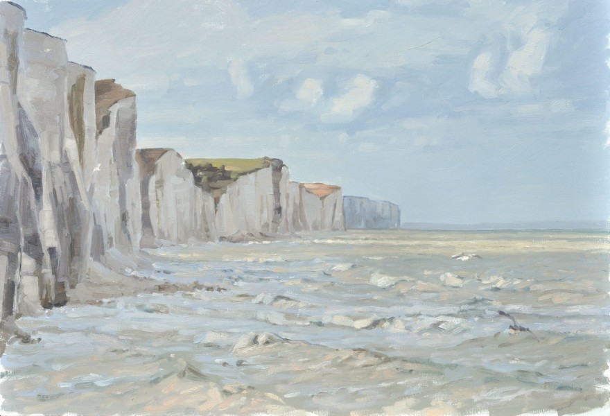 vingt-quatre février, falaises à Ault, huile sur toile, 89x130cm, 2017