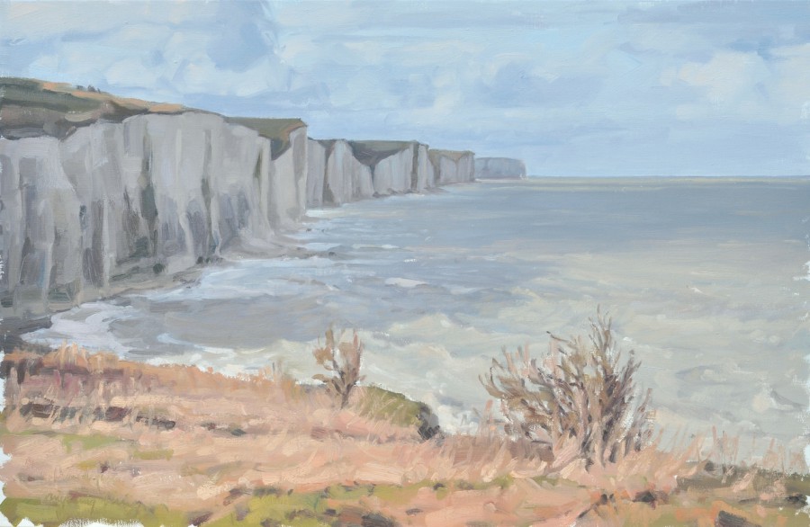 Vingt-cinq février, les falaises à Ault, huile sur toile, 60 x 92 cm, 2017