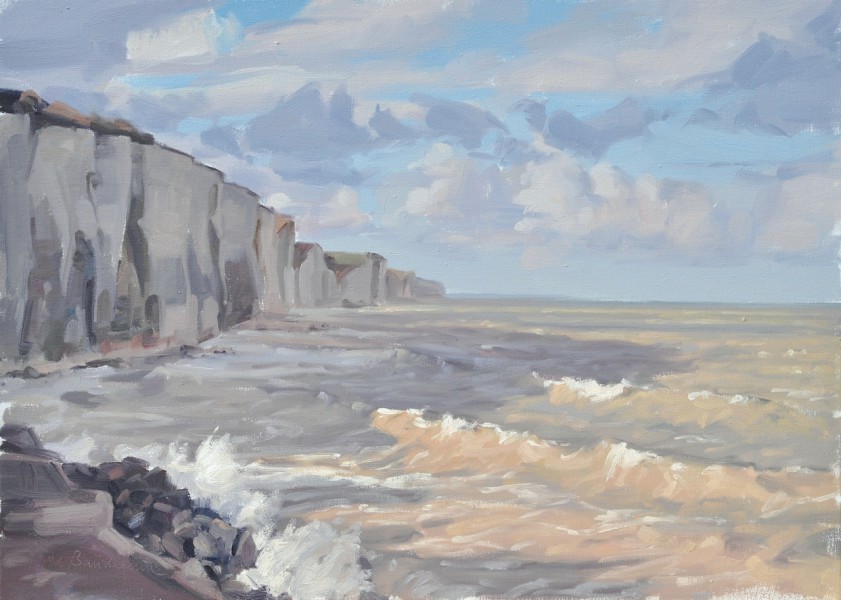 Falaises à Ault, marée haute, huile sur toile, 50 x70 cm, 2017