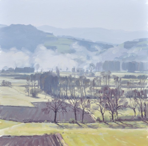 Quatorze avril, brumes matinales, huile sur toile, 80 x 80 cm, 2017