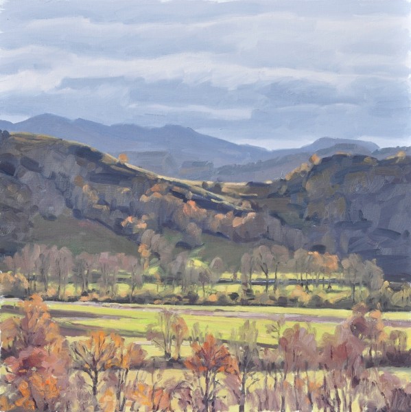 Dix-neuf novembre, éclaircie sur la vallée de la Loire, huile sur toile, 80 x 80 cm, 2018