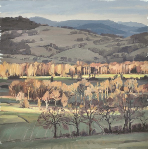 Vingt février, éclaircie sur la vallée, huile sur toile, 80 x 80 cm, 2017