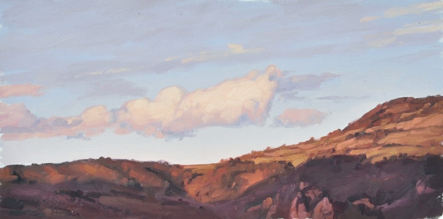 Treize février, nuage sur le suc de Malley, huile sur toile, 40 x 80 cm, 2017