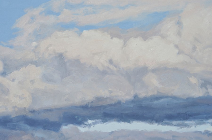 Vingt-deux janvier, nuage sur les monts, huile sur toile, 124x200cm, 2018, détail