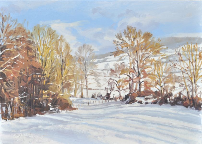 Vingt-sept janvier, neige à Saint Vincent, huile sur toile, 50  x 70 cm, 2019