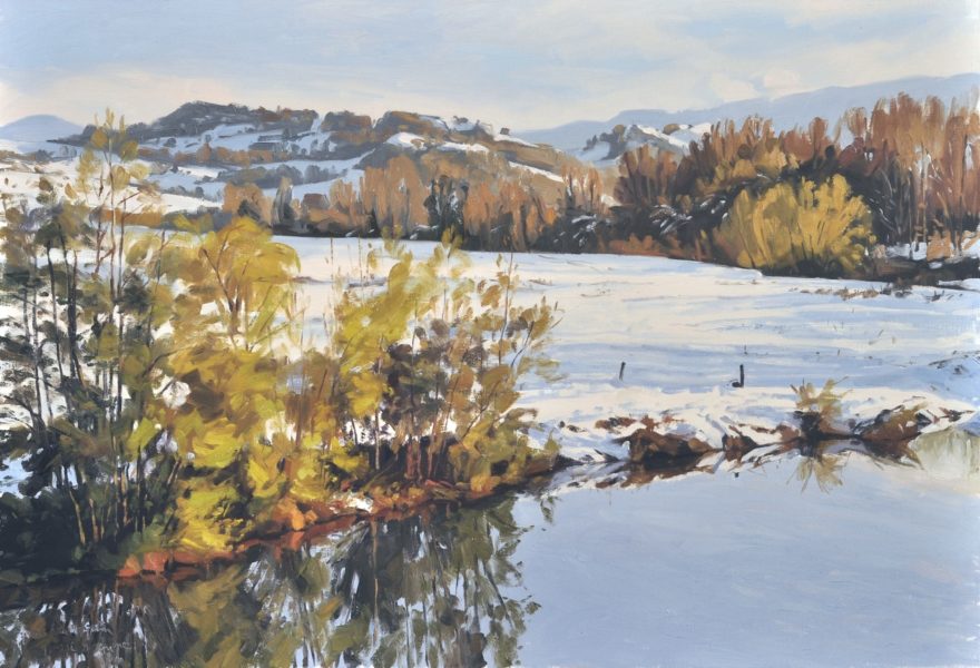 Quinze novembre, neige sur les bords de Loire, huile sur toile, 89x130cm, 2019