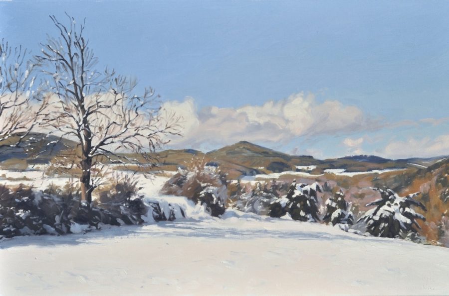 Seize novembre, neige à Saint Vincent, huile sur toile, 60x92cm, 2019, collection privée USA