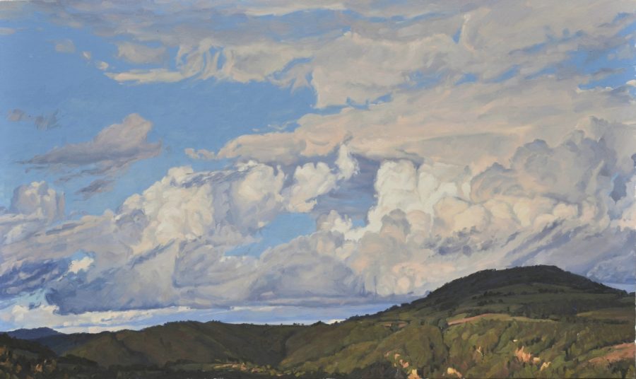 Vingt et un septembre, nuages sur le Suc de Malley, huile sur toile,  120  x 200 cm, 2019