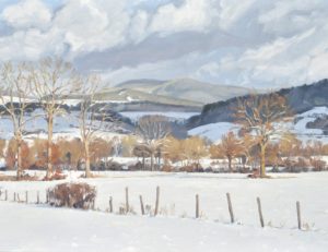 Vingt-quatre janvier, neige à Saint Vincent, huile sur toile, 60 x 92 cm, 2020, collection privée KOR