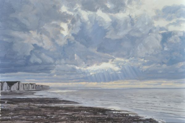 Falaises à Ault, marée basse, huile sur toile, 108 x 162 cm, 2020