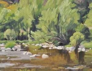 Vingt-sept mai, la Loire à Arlempdes, huile sur toile, 60 x 81 cm, 2020