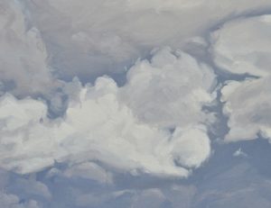 Six juin, nuages sur le suc de Jalore, huile sur toile, 81 x 130 cm, 2020