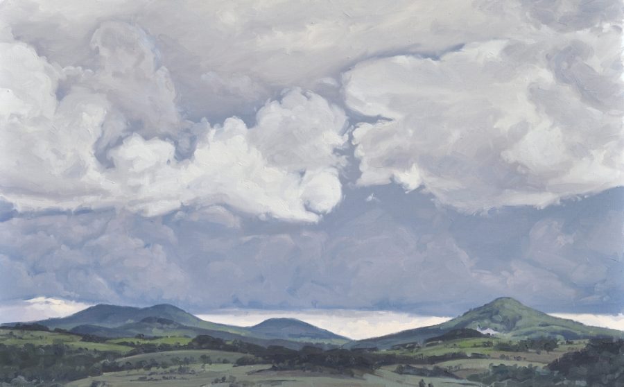 Six juin, nuages sur le suc de Jalore, huile sur toile, 81 x 130 cm, 2020