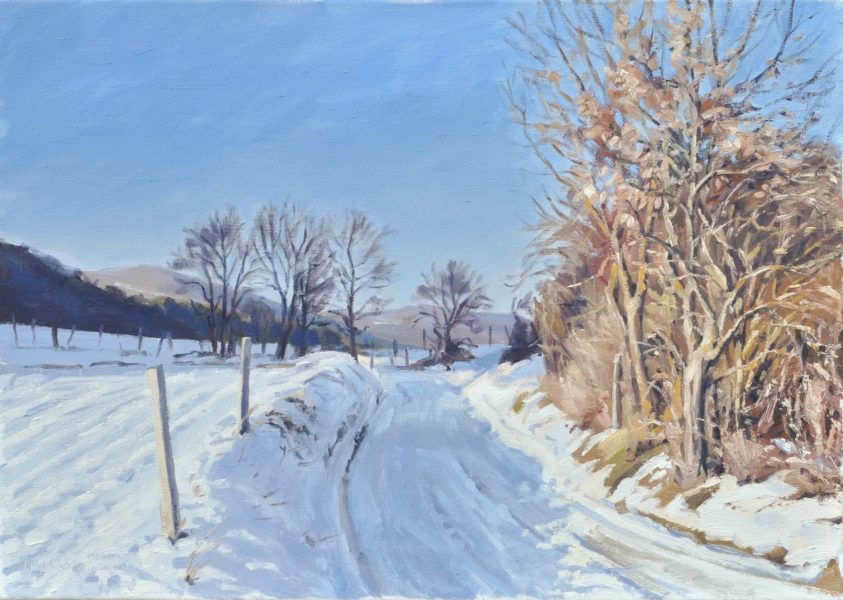 Neige à Saint Vincent, huile sur toile, 46 x 65 cm, 2020