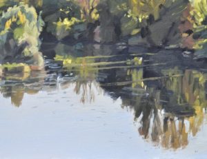 Onze octobre, la Loire, lumière du soir, huile sur toile, 60 x 90 cm, 2018