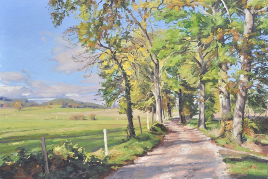 Vingt-quatre octobre, chemin à Saint Vincent, huile sur toile, 60 x 90 cm, 2020