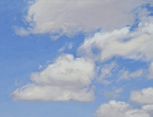 Ciel d'été, sommet du Mont Mézenc, huile sur toile, 120 x 120 cm, 2020