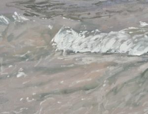 Plage à Plozévet, nuages d'été, huile sur toile, 108 x 162 cm, 2021