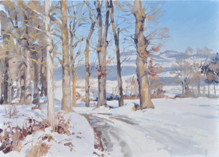 vingt-deux janvier, Saint Vincent, chemin, huile sur toile, 50 x 70 cm, 2017, collection privée FR