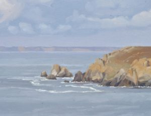 Nuage sur la mer, la Pointe du Van, huile sur toile, 89 x 130 cm, 2020