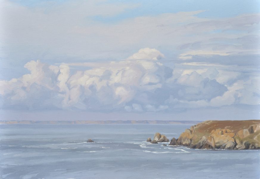 Nuage sur la mer, la Pointe du Van, huile sur toile, 89 x 130 cm, 2020