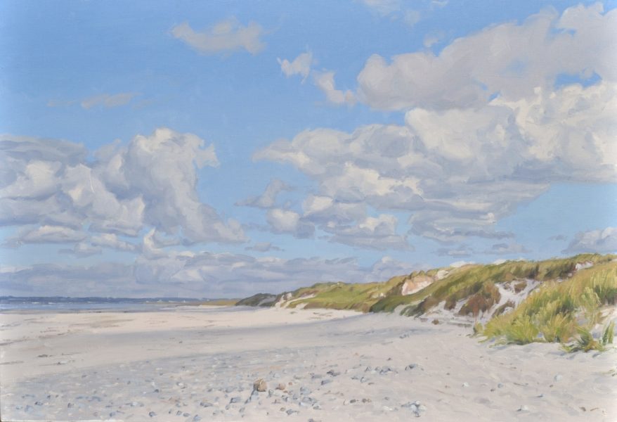 Plage de  Bretagne, Tréogat à marée basse, huile sur toile, 89 x 130 cm, 2020