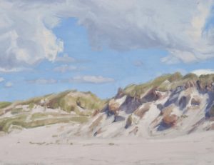Nuages au-dessus des dunes, huile sur toile, 108 x 162 cm, 2021