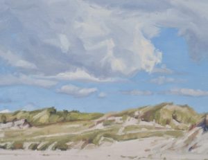 Nuages au-dessus des dunes, huile sur toile, 108 x 162 cm, 2021