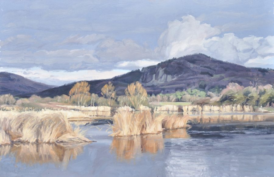 Etang de la plaine en hiver, huile sur toile, 60 x 92 cm, 2021