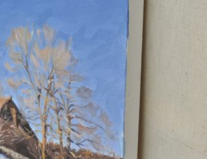 Vingt-trois février, vieille ferme au Mézenc, huile sur toile,  60 x 90 cm, 2021