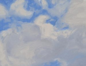 Nuages au-dessus des marais, Bretagne, huile sur toile, 89 x 130 cm, 2021