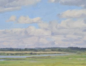 Nuages au-dessus des marais, Bretagne, huile sur toile, 89 x 130 cm, 2021