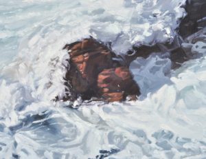 Rochers à la Pointe du Raz, huile sur toile, 133 x 200 cm, 2021