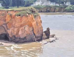 Falaises à Pénestin, Bretagne, huile sur toile, 108 x 162 cm, 2021
