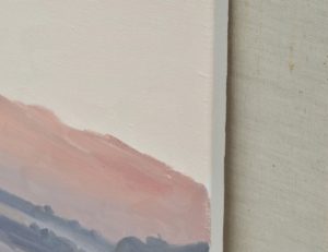 Dix septembre, vallée de la Loire, brumes au soleil levant, huile sur toile, 90 x 90 cm, 2021