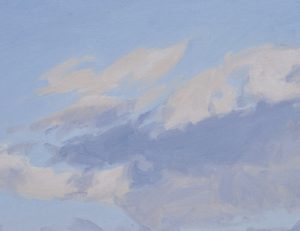 Lever de soleil sur les monts enneigés, huile sur toile, 81 x 130 cm, 2022