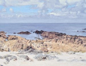 Côte sauvage au Croisic, plage à marée basse, huile sur toile, 108 x 162 cm, 2022