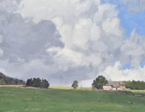 Huit septembre, ferme sur le Massif du Mézenc, huile sur toile, 89 x 130 cm