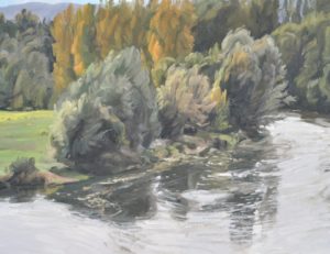 Seize octobre, bord de Loire, huile sur toile, 89 x 130 cm, 2022