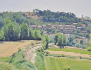 Dix-sept juin, chemin à Polignac, huile sur toile, 89 x 130 cm, 2023