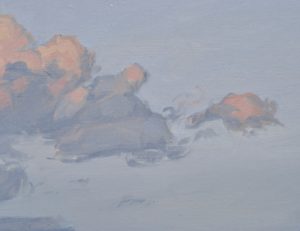 Dix juillet, dernière lueur du soleil, huile sur toile, 50 x 73 cm, 2023