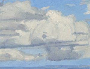 Nuages au-dessus du Mont Mézenc, huile sur toile, 97 x 130 cm, 2024