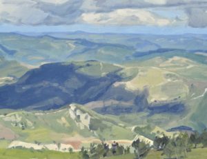 Nuages au-dessus du Mont Mézenc, huile sur toile, 97 x 130 cm, 2024