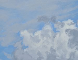 Vingt juin, nuages au-desus des monts, huile sur toile, 108 x 162 cm, 42.5 x 63.7 inch, 2024